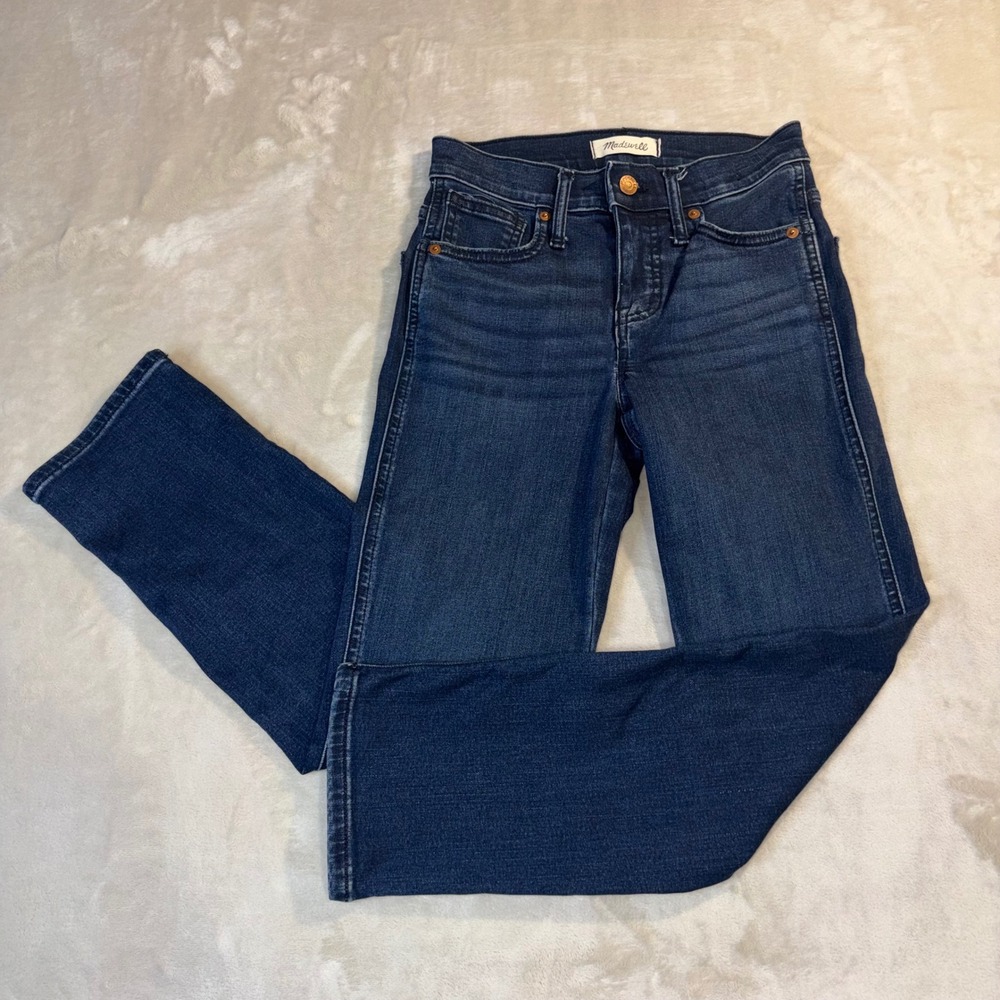 Madewell Mid-Rise Stovepipe Jeans Dark Wash Blue Straight Leg 23P Petite